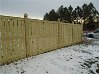 <b>Vertical Board Spaced Picket Wood Fence with French Gothic Posts</b>